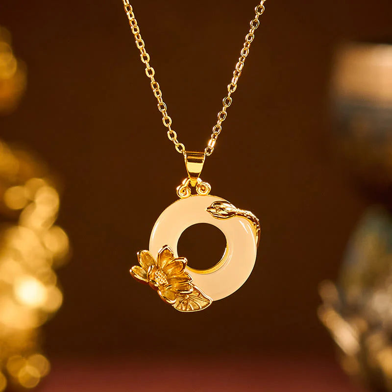 Buddha Stones Lotus Peace Buckle Peace Necklace Pendant
