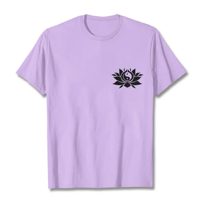Buddha Stones Yin Yang Lotus Flower Design Tee T-shirt