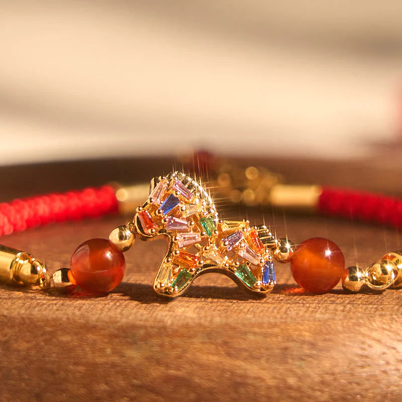 Buddha Stones Year Of The Horse Copper Red Agate Balance Bracelet