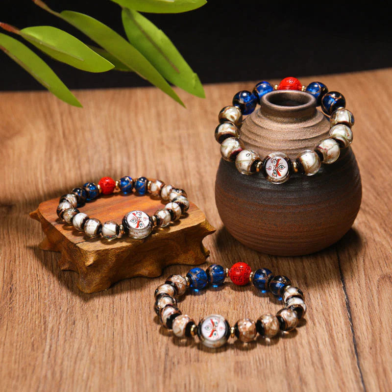 Buddha Stones Tibetan Five God of Wealth Thangka Liuli Glass Bead Chinese Zodiac Protection Bracelet (Extra 35% Off | USE CODE: FS35)