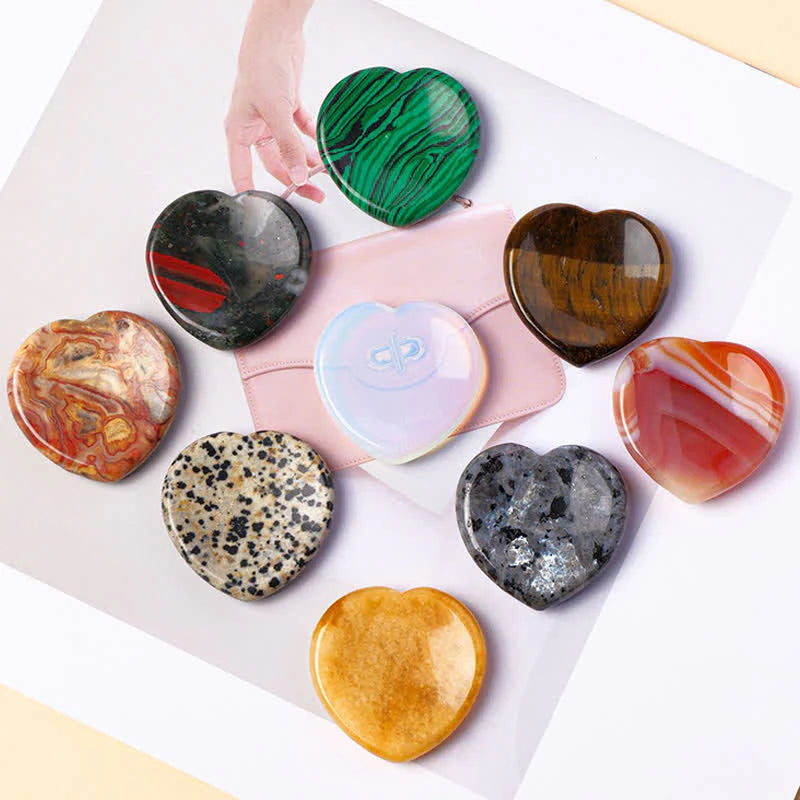FREE Today: Positive and Motivation Heart Worry Stone Opal Rose Quartz Crystal Decor 4*4*0.7cm