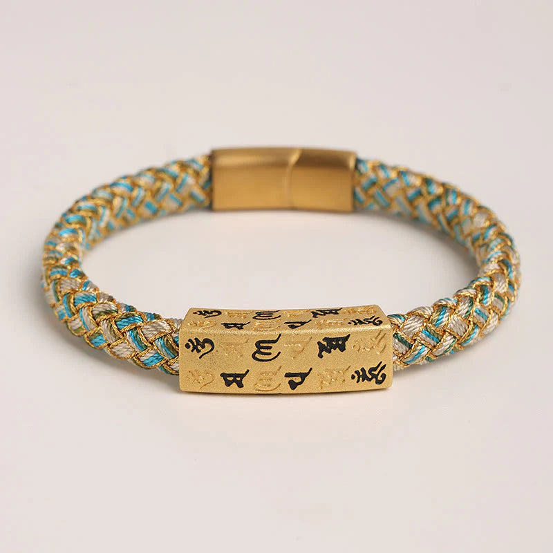 Buddha Stones Tibetan Om Mani Padme Hum Various Colors Rope Gold Thread Diamond Knot Luck Buckle Bracelet