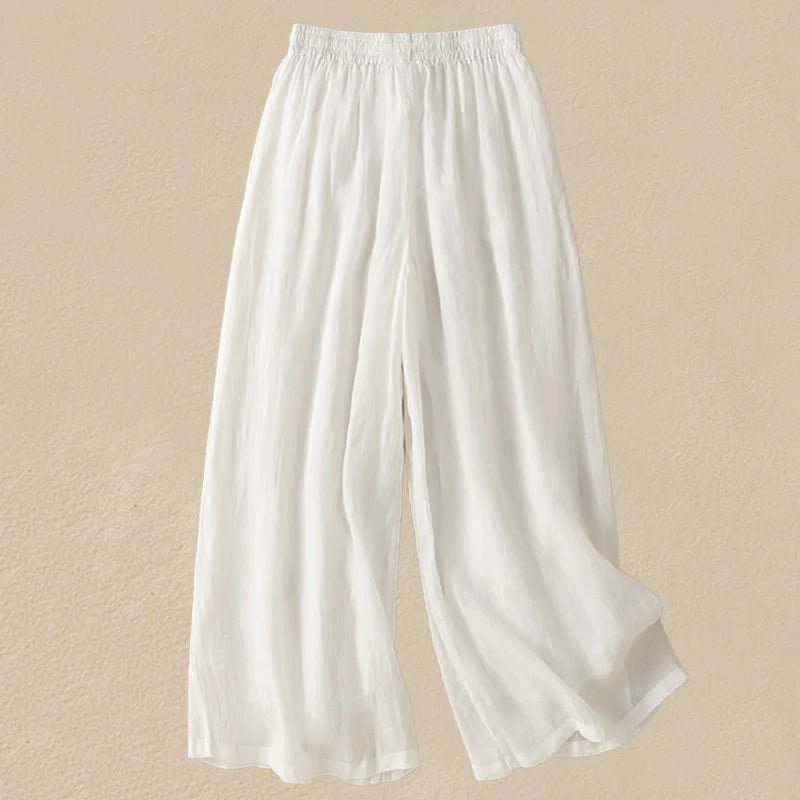 Buddha Stones Commute Embroidery Drawstring Women's Cotton Wide Leg Pants With Pockets