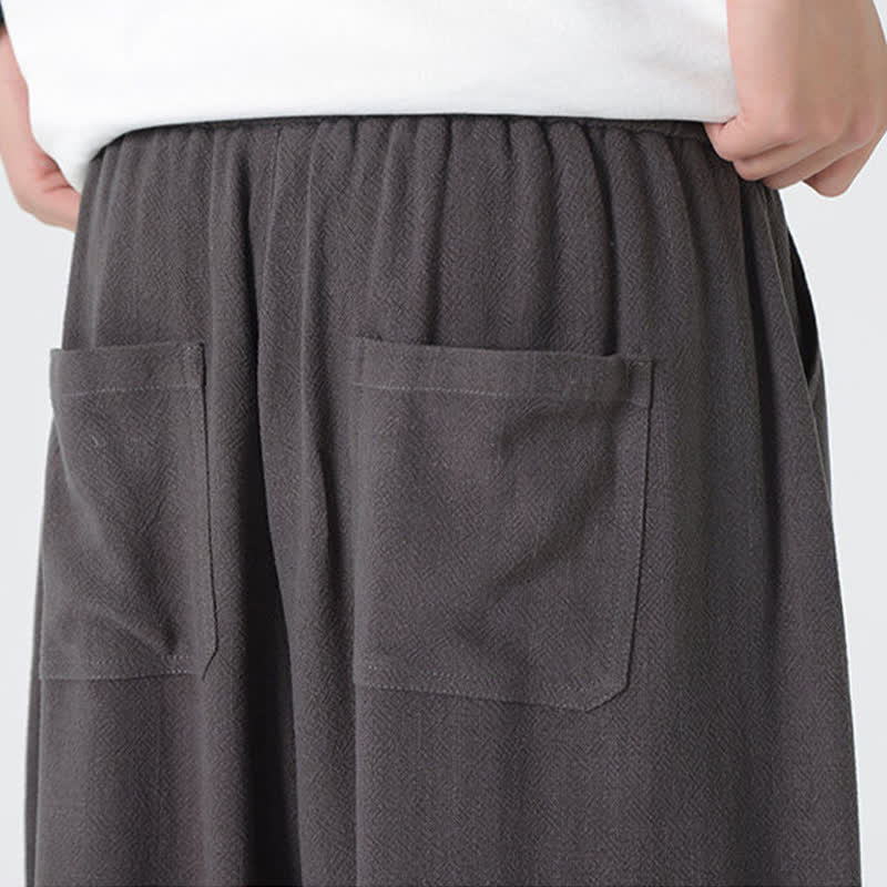 Buddha Stones Summer Drawstring Ankle Length Solid Color Men's Straight Leg Pants