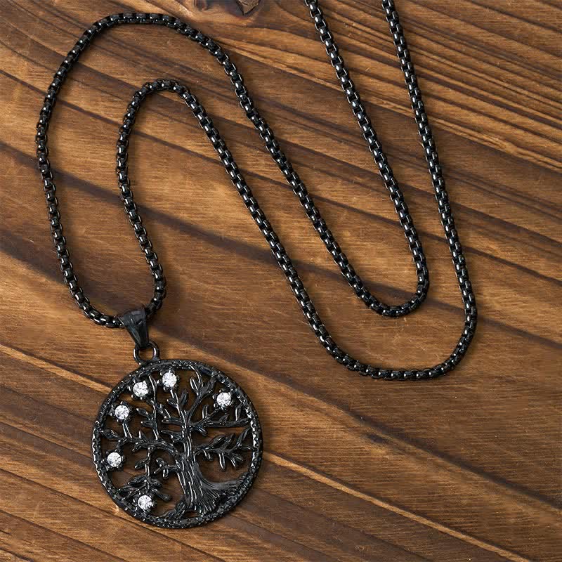 Buddha Stones The Tree Of Life Titanium Steel Creation Necklace Pendant