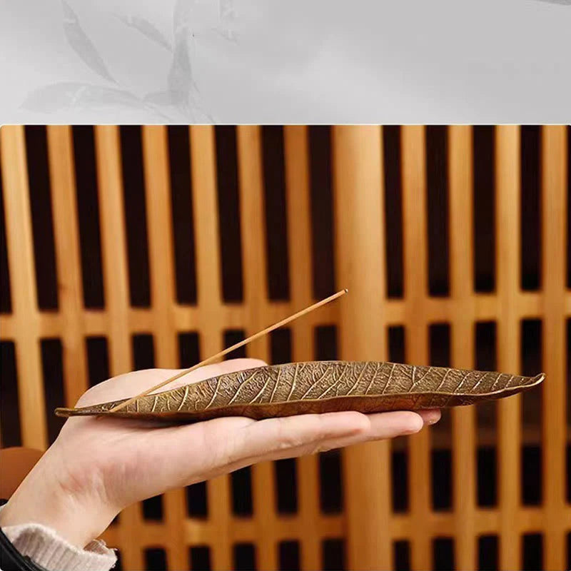 Buddha Stones Alloy Oriental Leaf Healing Incense Burner Decoration