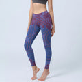 Buddha Stones Purple Compass Mandala Flower Print Gym Fitness Leggings Women's Yoga Pants