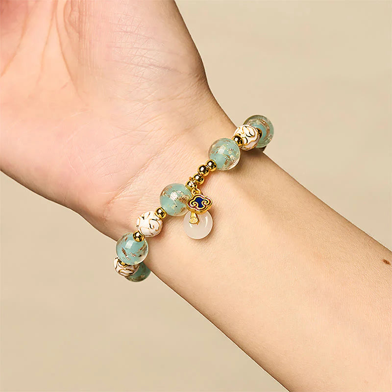 Buddha Stones Blue Liuli Glass Blessings Bracelet