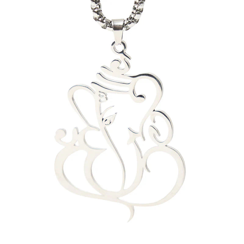 Buddha Stones Ganesh Elephant Stainless Steel Protection Necklace Pendant