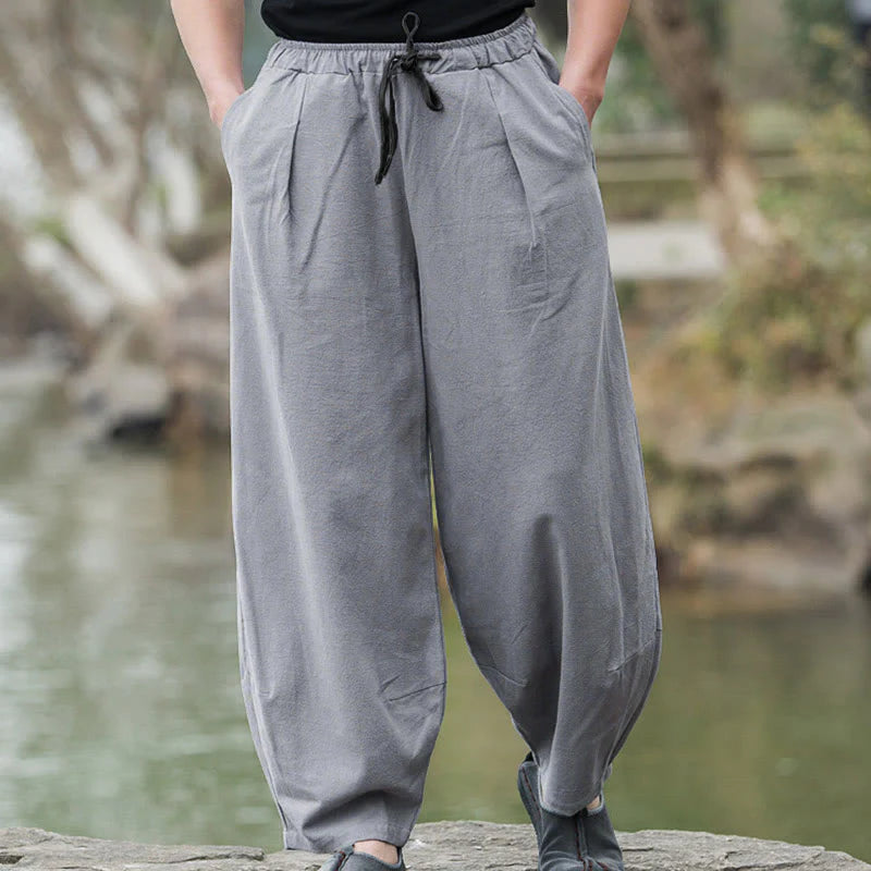 Buddha Stones Plain Casual Bloomer Men's Pants With Pockets
