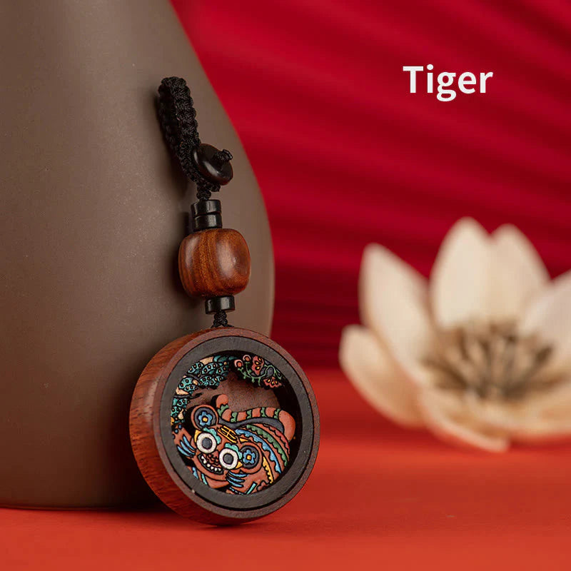 Buddha Stones Year Of The Dragon Hand Painted Chinese Zodiac Rosewood Carved Calm Key Chain (Extra 35% Off | USE CODE: FS35)