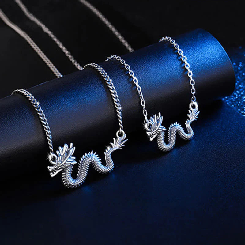 Buddha Stones 925 Sterling Silver Year Of The Dragon Auspicious Dragon Protection Chain Necklace Pendant
