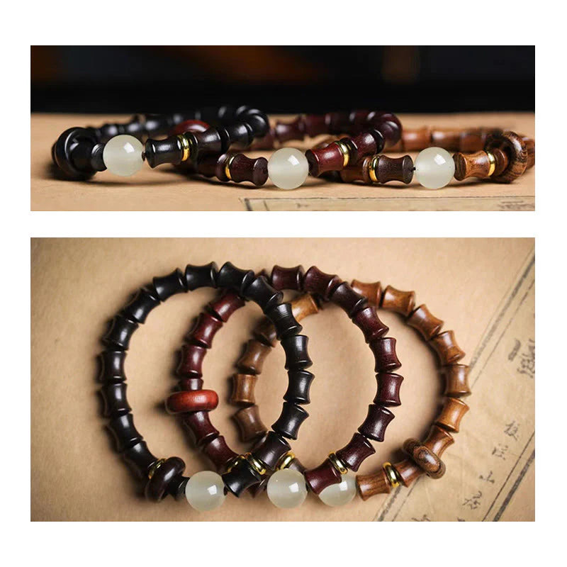 Buddha Stones Ebony Green Sandalwood Black Rosewood Bamboo Peace Bracelet