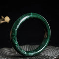 Buddha Stones Nanyang Black-Green Jade Protection Cuff Bangle Bracelet