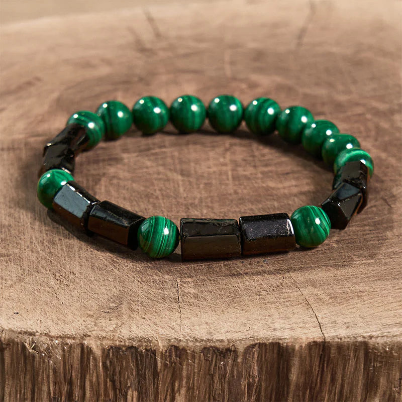 Buddha Stones May Peace and Power Walk Beside You Malachite Bracelet Includes Gift Message Card