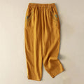 Buddha Stones Vintage Embroidery Elastic Waist Capri Harem Pants With Pockets