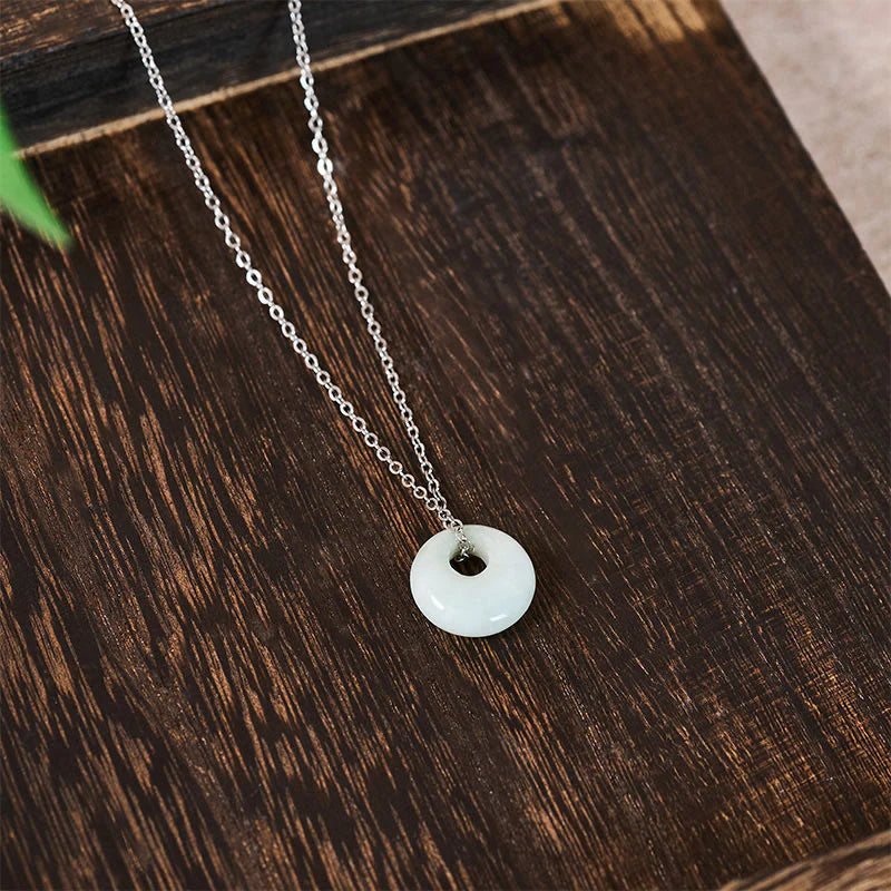 Buddha Stones Round Buckle Jade Luck Necklace Pendant
