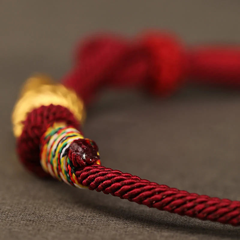 Buddha Stones 999 Gold Year of the Snake Design Handmade Luck Protection Rope Braided Bracelet (Extra 30% Off | USE CODE: FS30)