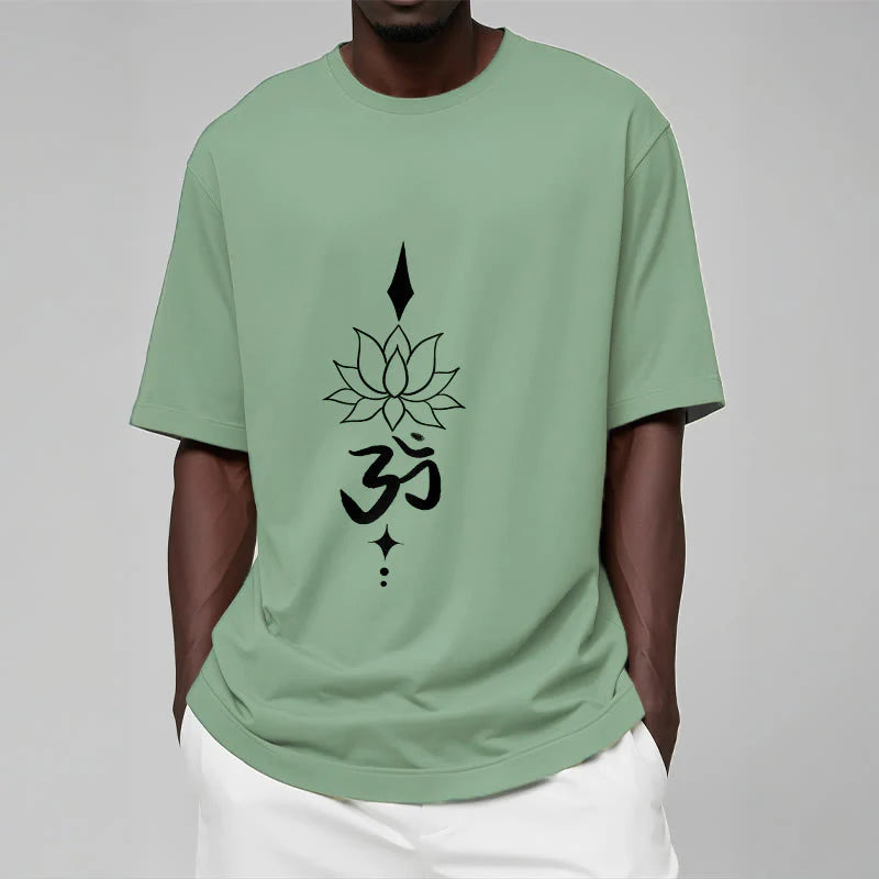 Buddha Stones Om Symbol Lotus Tee T-shirt
