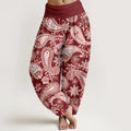 Buddha Stones Cotton Casual Paisley Pattern Women's Elastic Waist Harem Pants