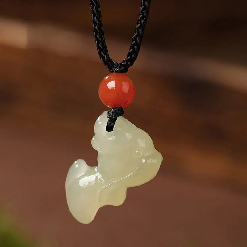 Buddha Stones Chinese Zodiac Year Of The Horse Jade South Red Agate Prosperity Necklace Pendants