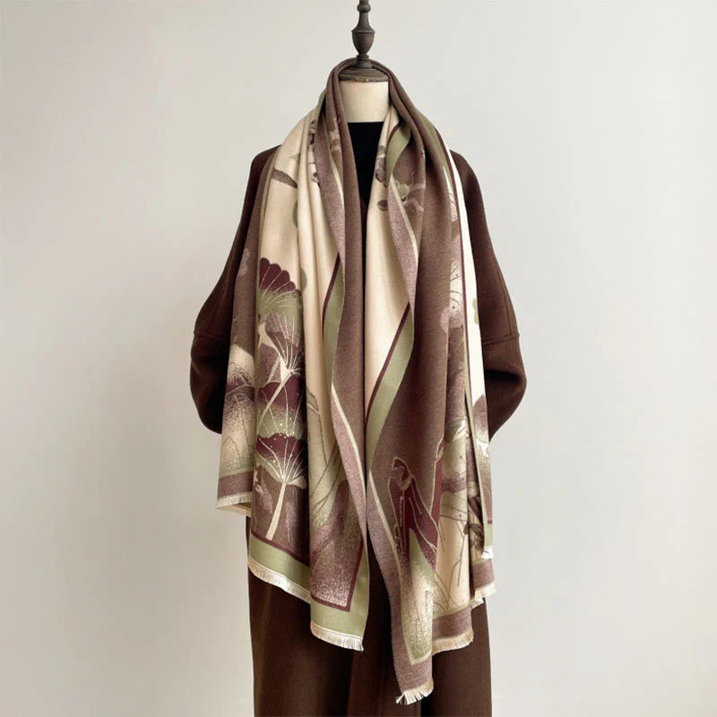 Buddha Stones Winter Mountain Lotus Flowers Leaves Pattern Soft Scarf Shawl