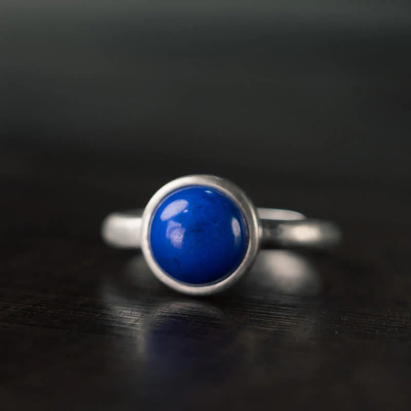 Buddha Stones Natural 925 Sterling Silver Lazurite TurquoiseÂ Adjustable Balance Ring
