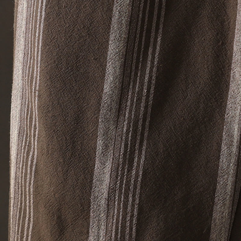 Buddha Stones Commute Thermal Striped Cotton Women's Harem Pants With Pockets