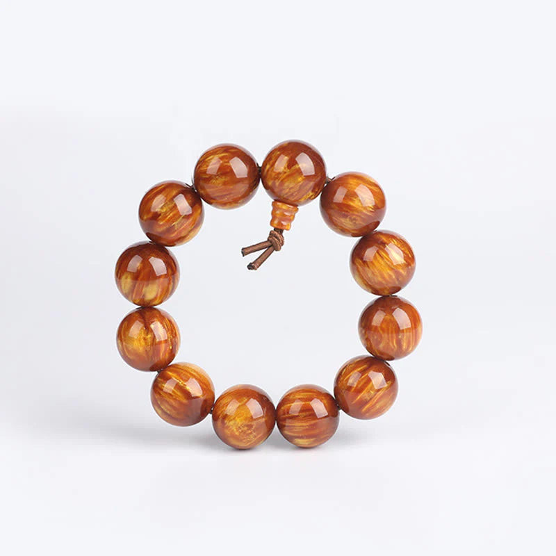 Buddha Stones Golden Sea Willow Success Positive Bracelet Mala