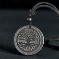 Buddha Stones The Tree of Life Carving Pattern Authentic Shungite Stone Protection Necklace Pendant