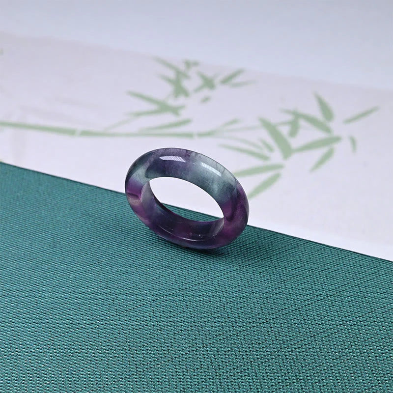 Buddha Stones Natural Fluorite Protection Ring