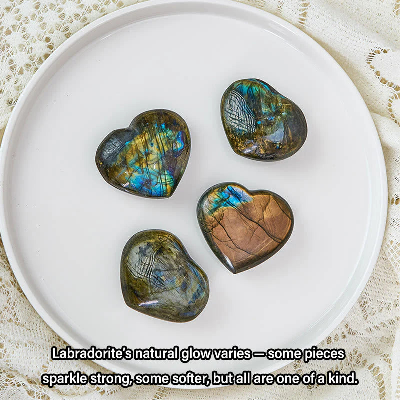 Buddha Stones Natural Heart Stone Labradorite Healing Cure Figurine Decoration
