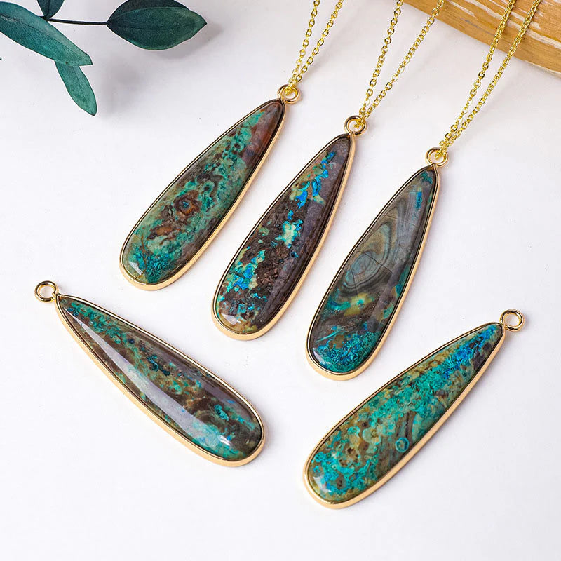 Buddha Stones Natural Stone Sea Sediment Jasper Agate Teardrop Shape Protection Necklace Pendant