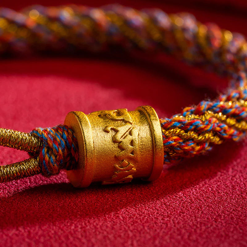 Buddha Stones Handmade Multicolored Tibetan Om Mani Padme Hum Ruyi Auspicious Charm Braided Bracelet