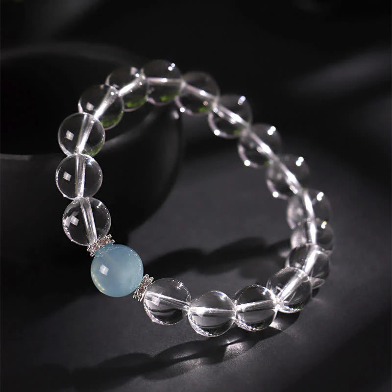 Buddha Stones Clear Quartz Aquamarine Healing Bracelet