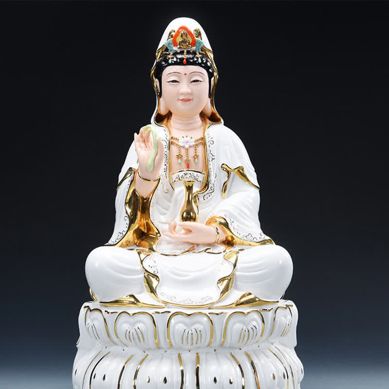 Buddha Stones Chenrezig Bodhisattva Avalokitesvara Success Ceramic Statue Home Decoration