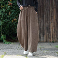 Buddha Stones Winter Men's Pure Color Drawstring Design Cotton High Waist Pants With Pockets