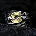 Buddha Stones Adjustable Opening 925 Sterling Silver Lucky Koi Fish Copper Coin Auspicious Clouds Wealth Ring