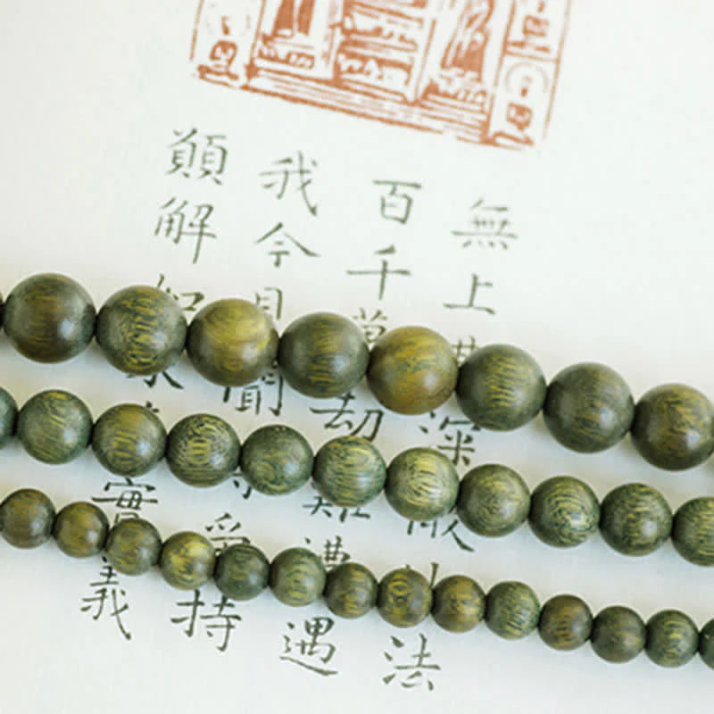 Buddha Stones 108 Mala Beads Green Sandalwood Boxwood Lotus Positive Bracelet (Extra 35% Off | USE CODE: FS35)