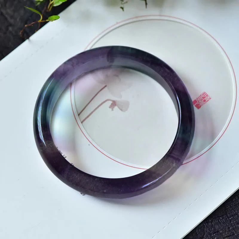 Buddha Stones Natural Fluorite Protection Power Bracelet Bangle-Natural variations; item may differ from photos  (Extra 30% Off | USE CODE: FS30)