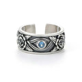 Buddha Stones Eye Of Horus Crystal Protection Adjustable Ring