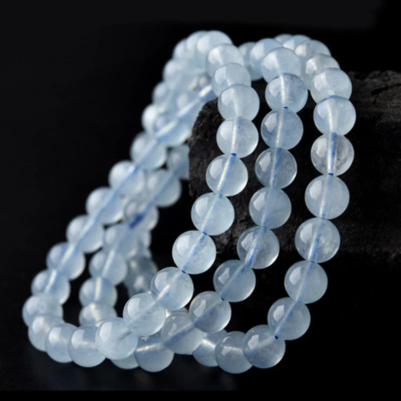 Buddha Stones Natural Aquamarine Peace Healing Bracelet