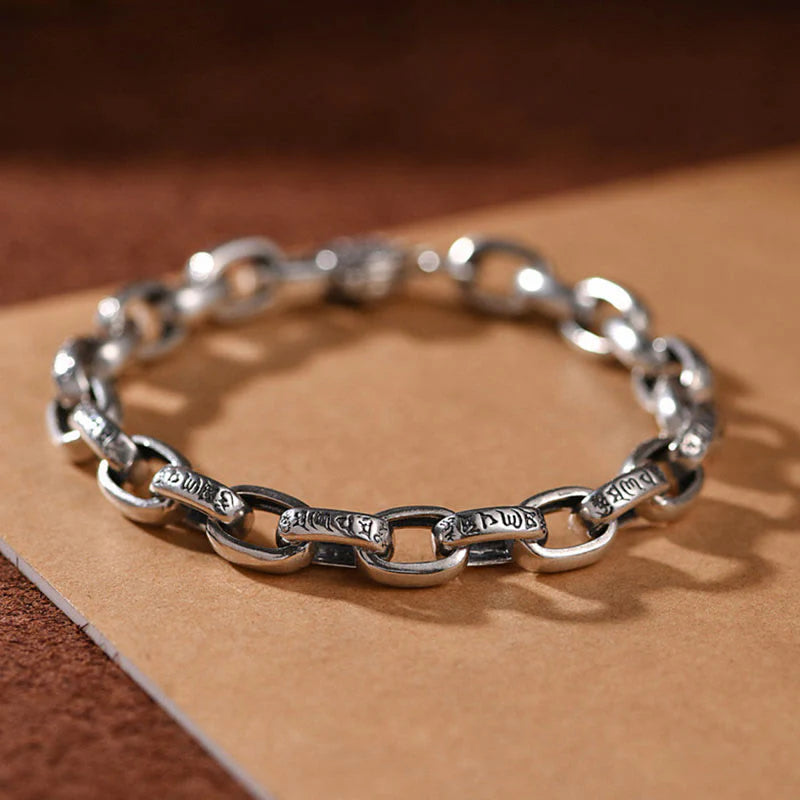 Buddha Stones 925 Sterling Silver Six True Words Wisdom Calm Bracelet (Extra 30% Off | USE CODE: FS30)