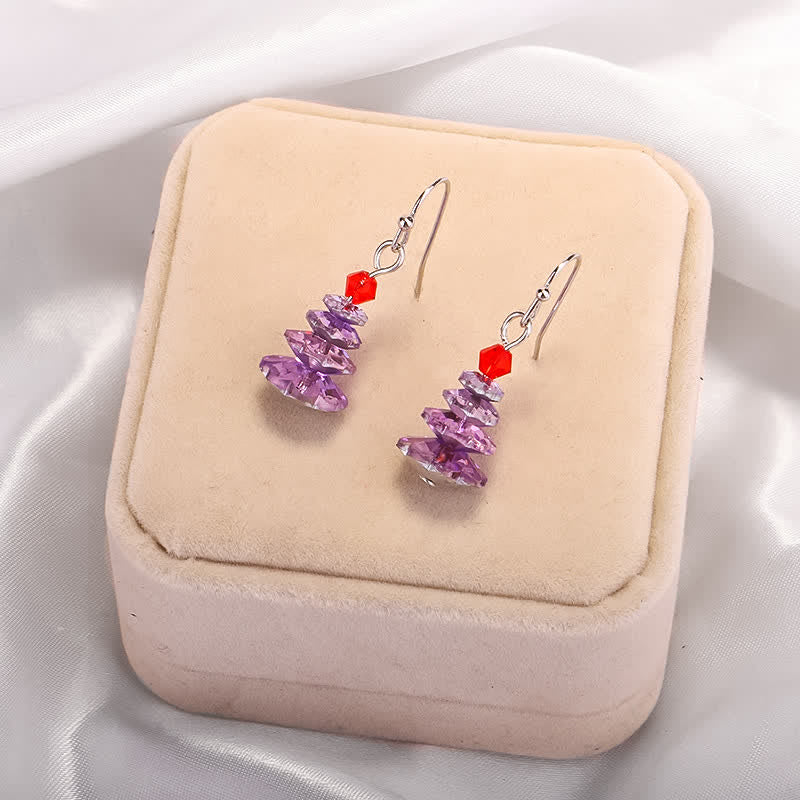 Buddha Stones Various Crystals Christmas Tree Amethyst Peace Healing Drop Earrings