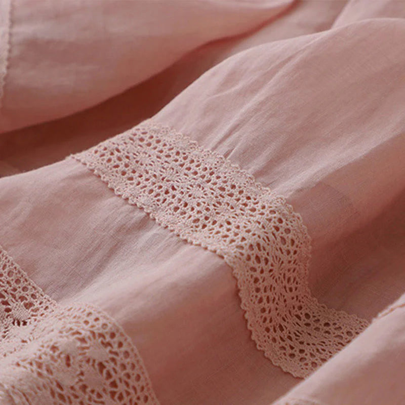 Buddha Stones Solid Lace Elastic Waist Cotton Women's Skirt