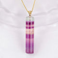 Buddha Stones Natural Colorful Fluorite Cylindrical Protection Necklace Pendant