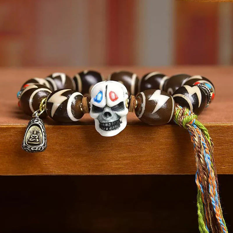 Buddha Stones Tibetan Lightning Treasure Vase Dzi Bead The Lord of the Corpse Forest Power Bracelet