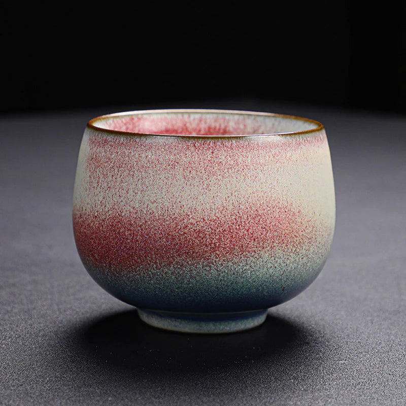Buddha Stones Retro Red Gradient Kiln Change Ceramic Teacup Kung Fu Tea Cup