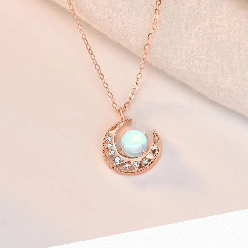 Buddha Stones 925 Sterling Silver Moonstone Moon Pattern Love Necklace Pendant