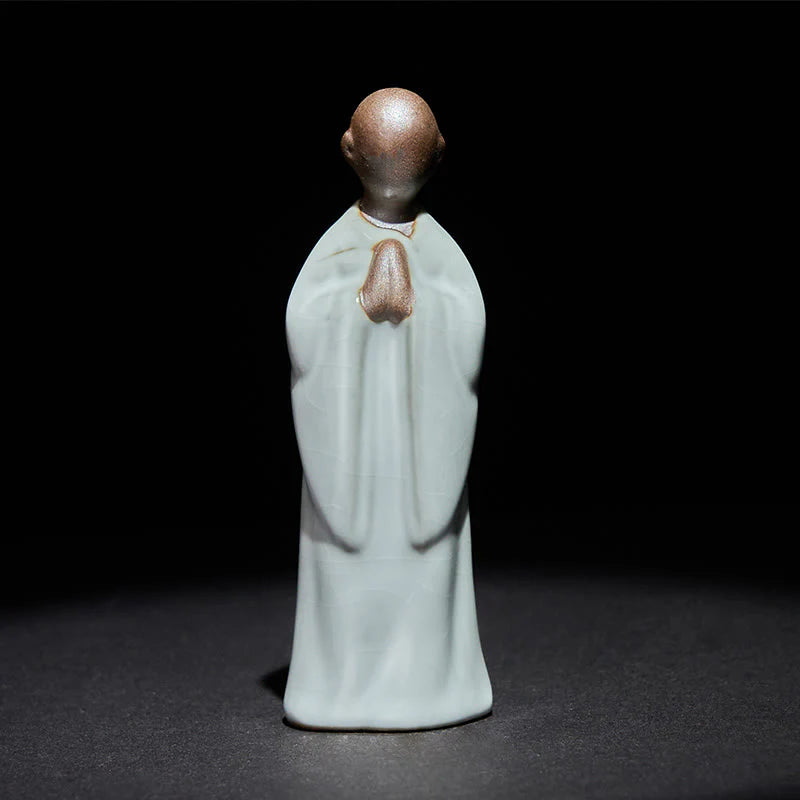 Buddha Stones Meditation Monk Ceramic Statue Serenity Home Decoration